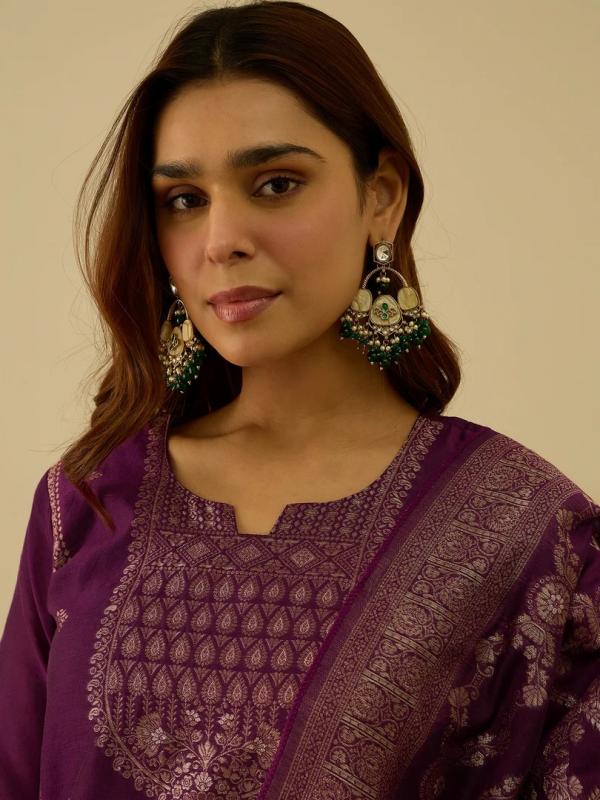 VP 9781 P Zareen Purple Silk-Blend Ensemble